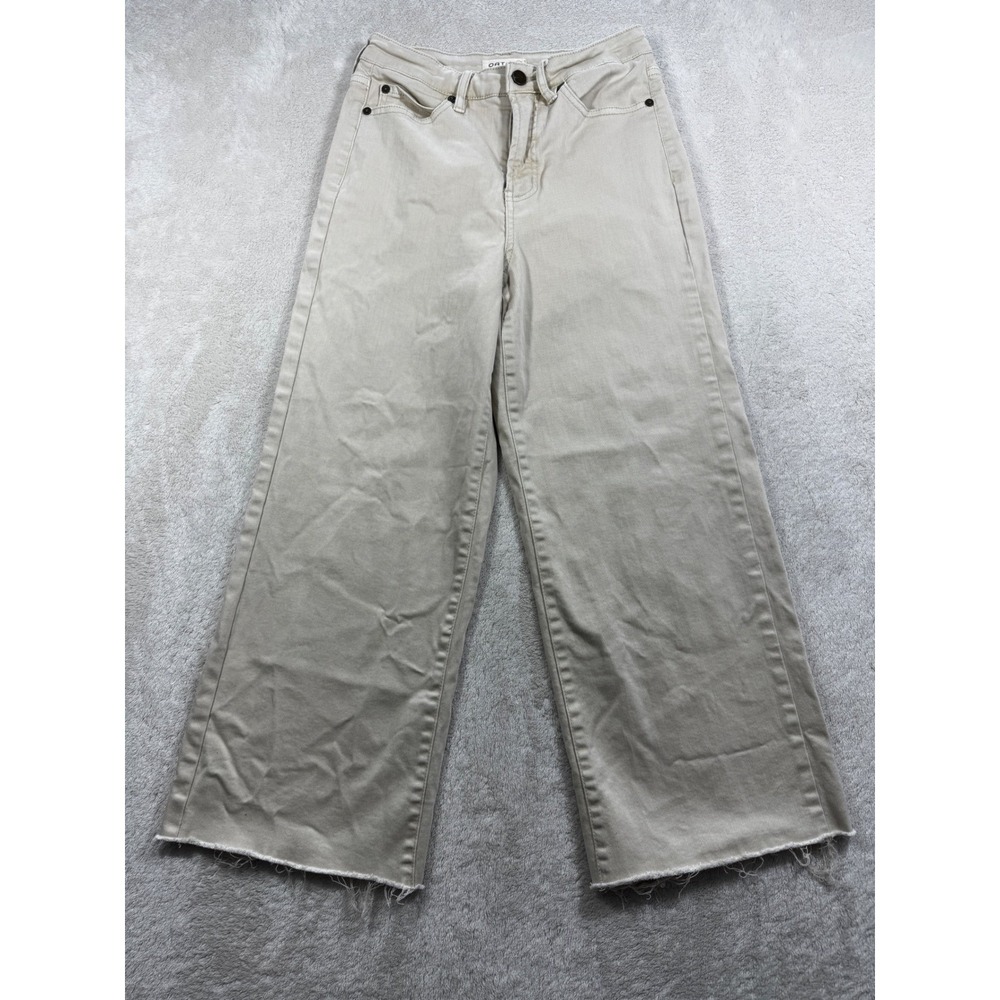 OAT New York Womens Wide Leg Raw Hem Tan Denim Jeans 4/27 Meas: 25x24.5